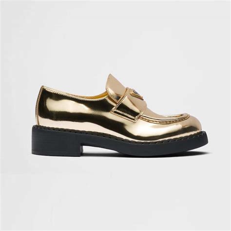 prada gold loafers|prada high heel loafers.